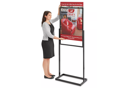 Floor Standing Sign Holder - Single Tier, 24 x 36", Black
